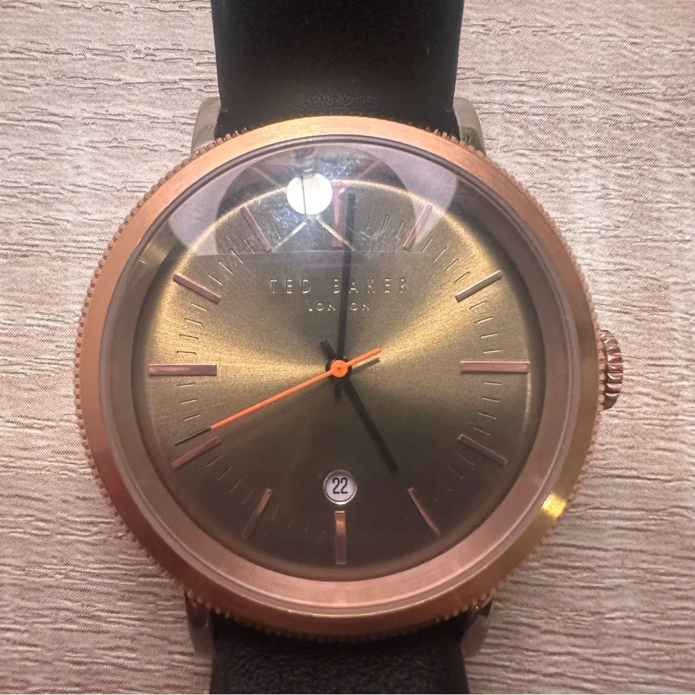Ted Baker London Men’s Watch – Rose Gold Case & Genuine Leather Band